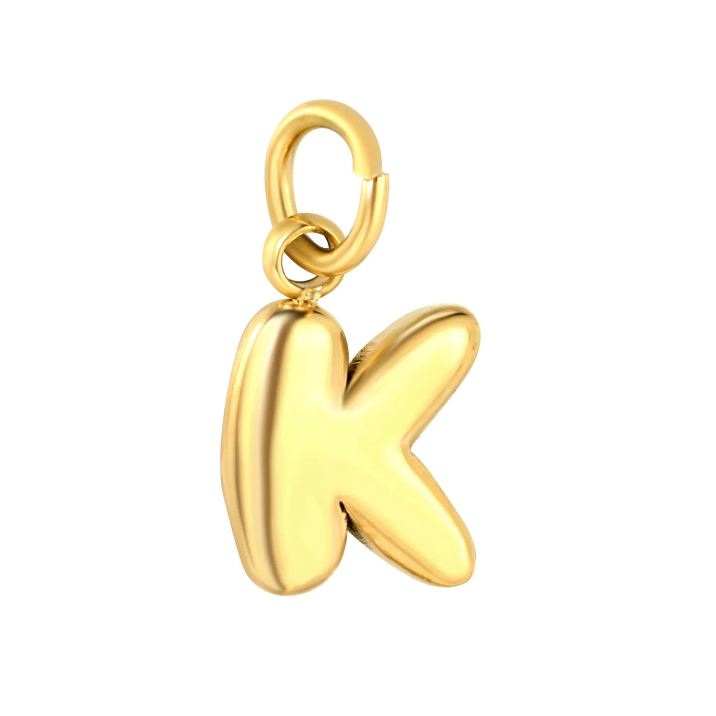 Bubble Bold 26 Alphabet Letter Charms | A-Z Full Set 18K Gold Plated Stainless Steel Pendant Charms for DIY Jewelry Making | Wholesale MOQ 12