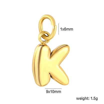 Bubble Bold 26 Alphabet Letter Charms | A-Z Full Set 18K Gold Plated Stainless Steel Pendant Charms for DIY Jewelry Making | Wholesale MOQ 12