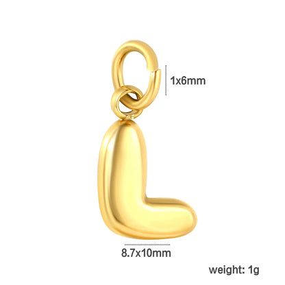 Bubble Bold 26 Alphabet Letter Charms | A-Z Full Set 18K Gold Plated Stainless Steel Pendant Charms for DIY Jewelry Making | Wholesale MOQ 12
