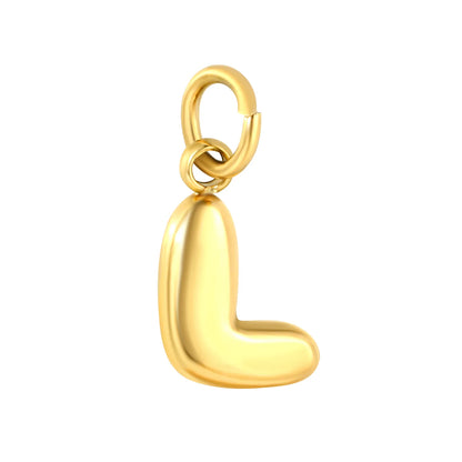 Bubble Bold 26 Alphabet Letter Charms | A-Z Full Set 18K Gold Plated Stainless Steel Pendant Charms for DIY Jewelry Making | Wholesale MOQ 12