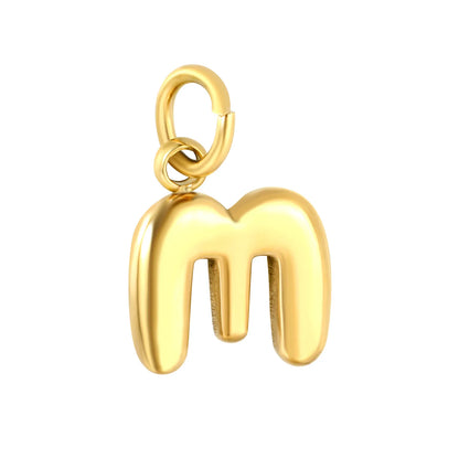 Bubble Bold 26 Alphabet Letter Charms | A-Z Full Set 18K Gold Plated Stainless Steel Pendant Charms for DIY Jewelry Making | Wholesale MOQ 12