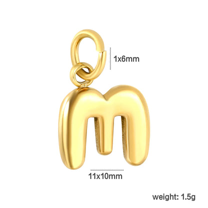 Bubble Bold 26 Alphabet Letter Charms | A-Z Full Set 18K Gold Plated Stainless Steel Pendant Charms for DIY Jewelry Making | Wholesale MOQ 12