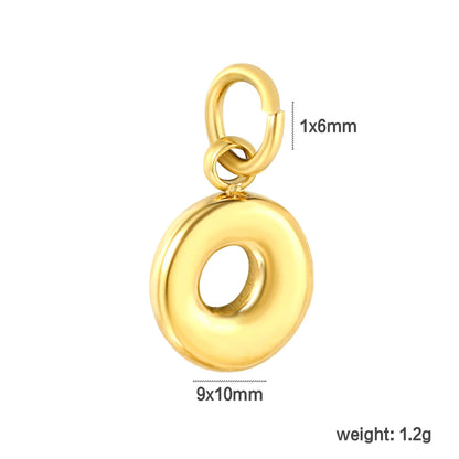 Bubble Bold 26 Alphabet Letter Charms | A-Z Full Set 18K Gold Plated Stainless Steel Pendant Charms for DIY Jewelry Making | Wholesale MOQ 12