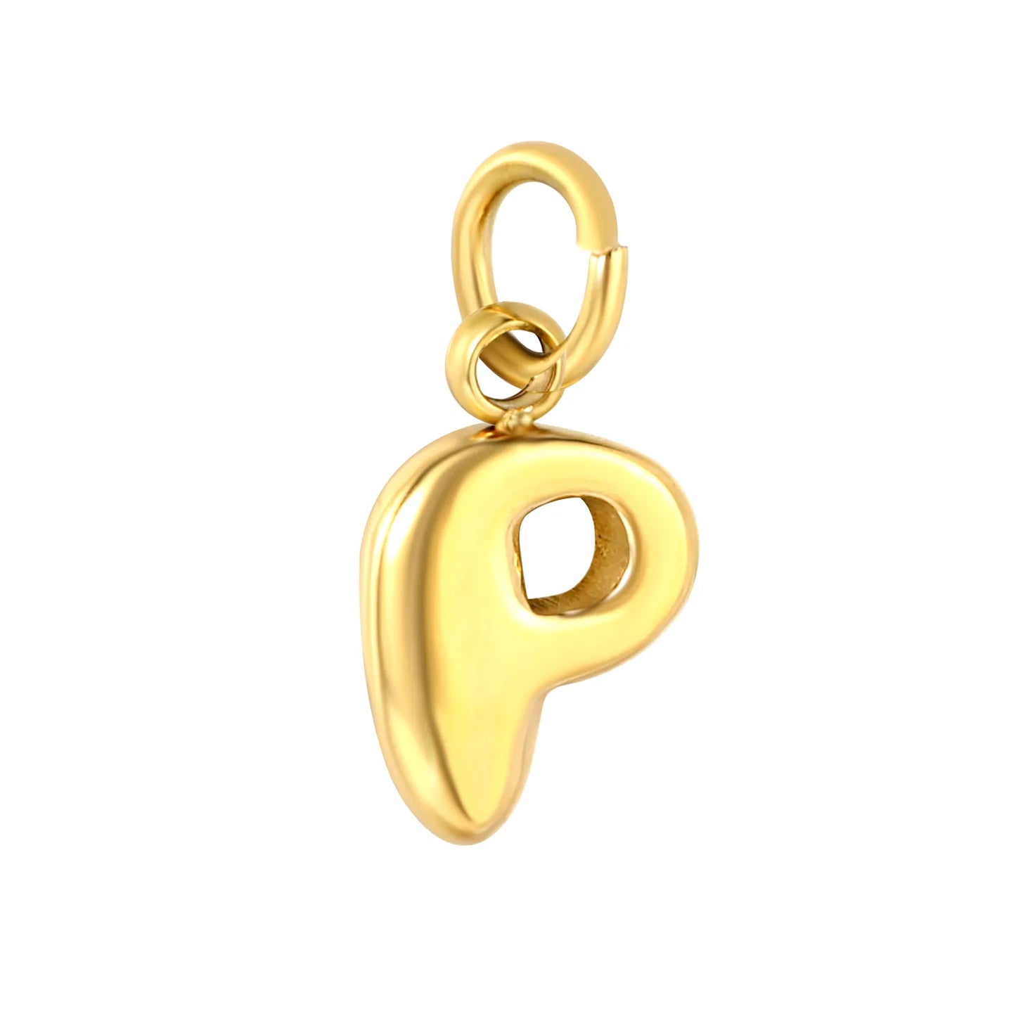 Bubble Bold 26 Alphabet Letter Charms | A-Z Full Set 18K Gold Plated Stainless Steel Pendant Charms for DIY Jewelry Making | Wholesale MOQ 12