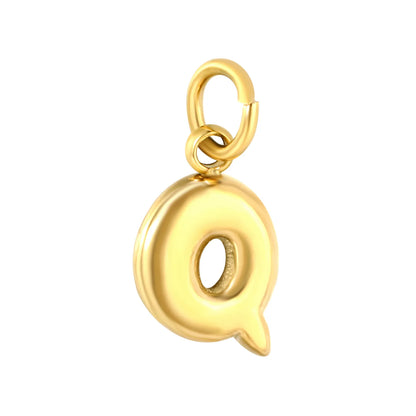 Bubble Bold 26 Alphabet Letter Charms | A-Z Full Set 18K Gold Plated Stainless Steel Pendant Charms for DIY Jewelry Making | Wholesale MOQ 12