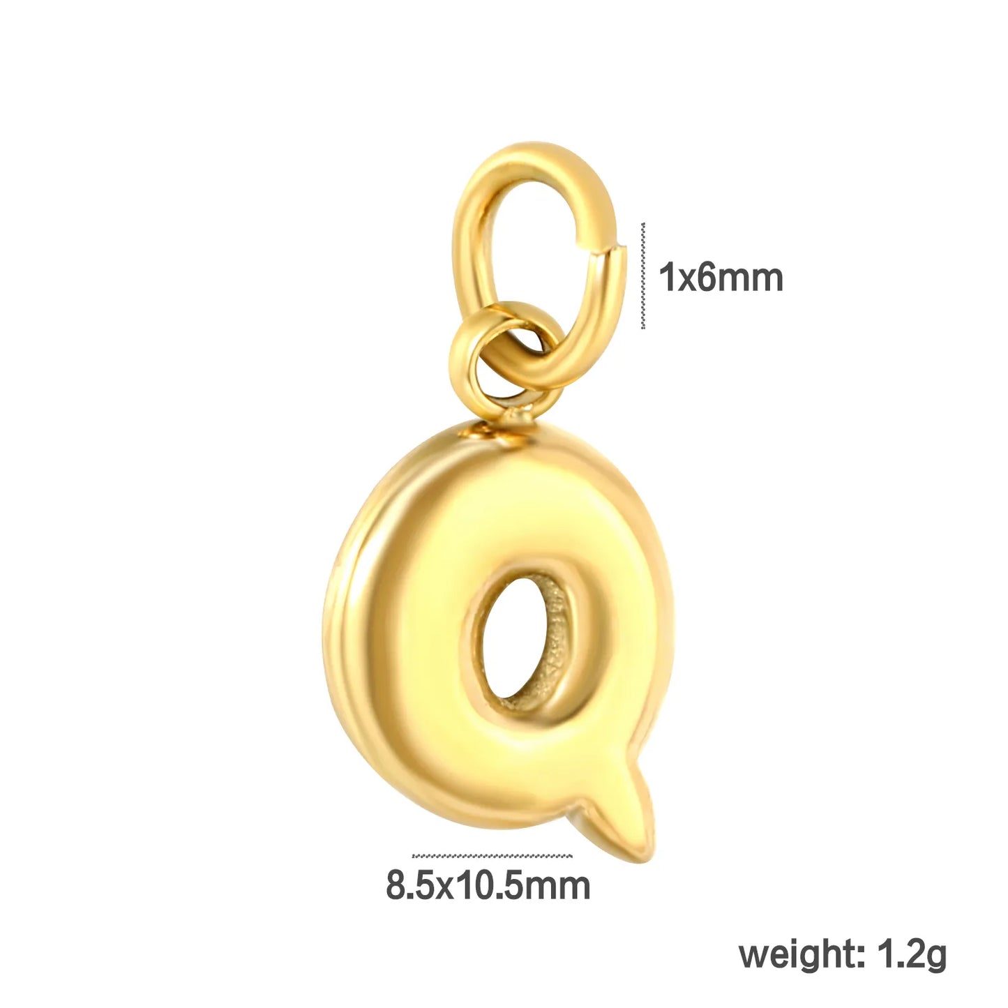 Bubble Bold 26 Alphabet Letter Charms | A-Z Full Set 18K Gold Plated Stainless Steel Pendant Charms for DIY Jewelry Making | Wholesale MOQ 12