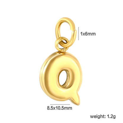 Bubble Bold 26 Alphabet Letter Charms | A-Z Full Set 18K Gold Plated Stainless Steel Pendant Charms for DIY Jewelry Making | Wholesale MOQ 12