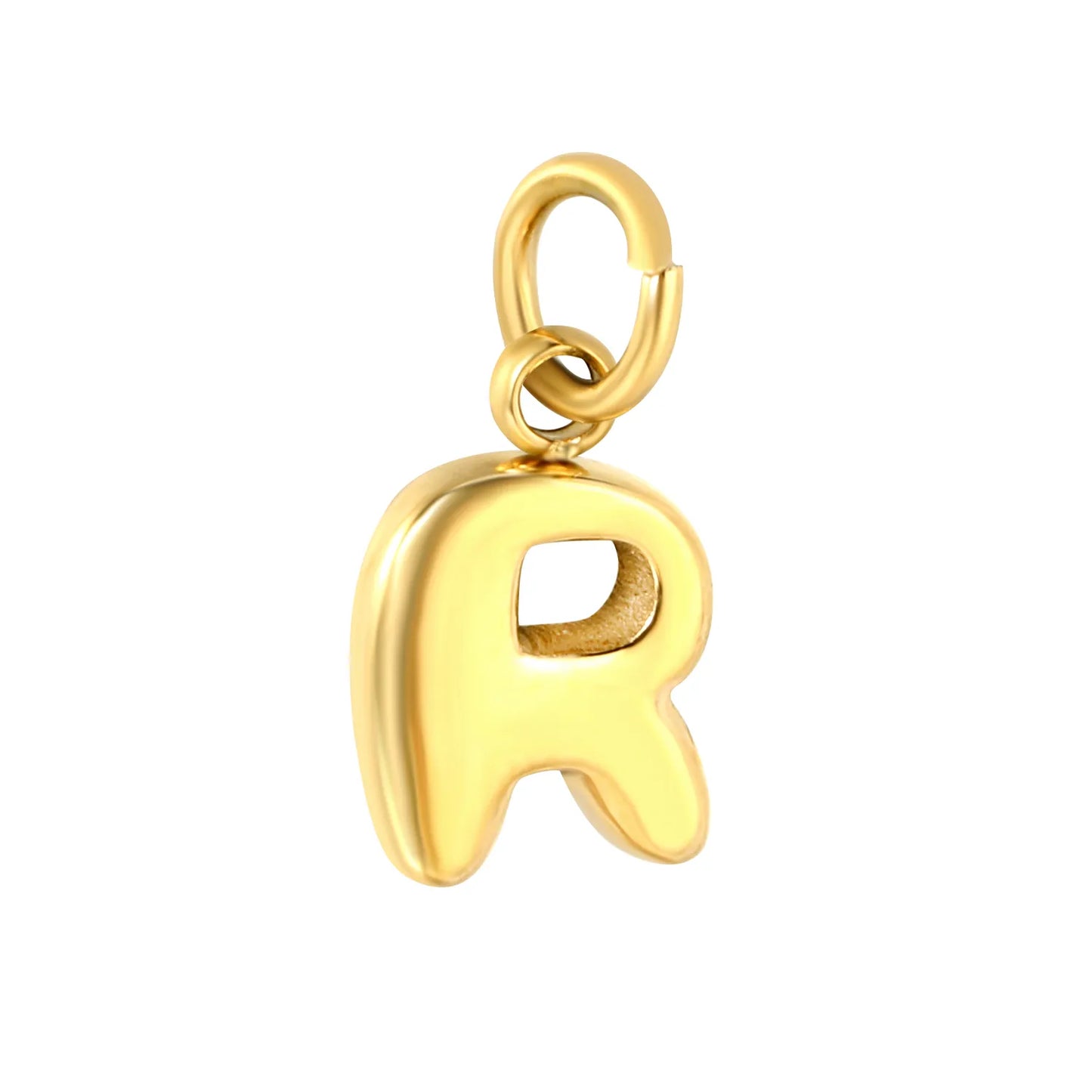 Bubble Bold 26 Alphabet Letter Charms | A-Z Full Set 18K Gold Plated Stainless Steel Pendant Charms for DIY Jewelry Making | Wholesale MOQ 12