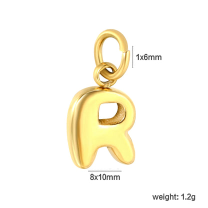 Bubble Bold 26 Alphabet Letter Charms | A-Z Full Set 18K Gold Plated Stainless Steel Pendant Charms for DIY Jewelry Making | Wholesale MOQ 12