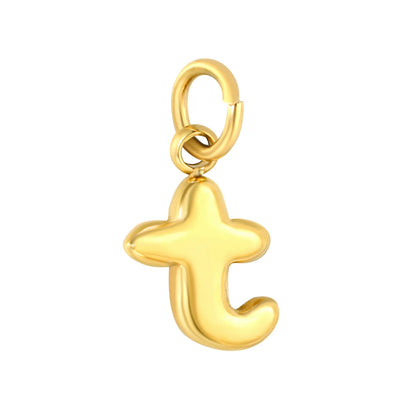 Bubble Bold 26 Alphabet Letter Charms | A-Z Full Set 18K Gold Plated Stainless Steel Pendant Charms for DIY Jewelry Making | Wholesale MOQ 12