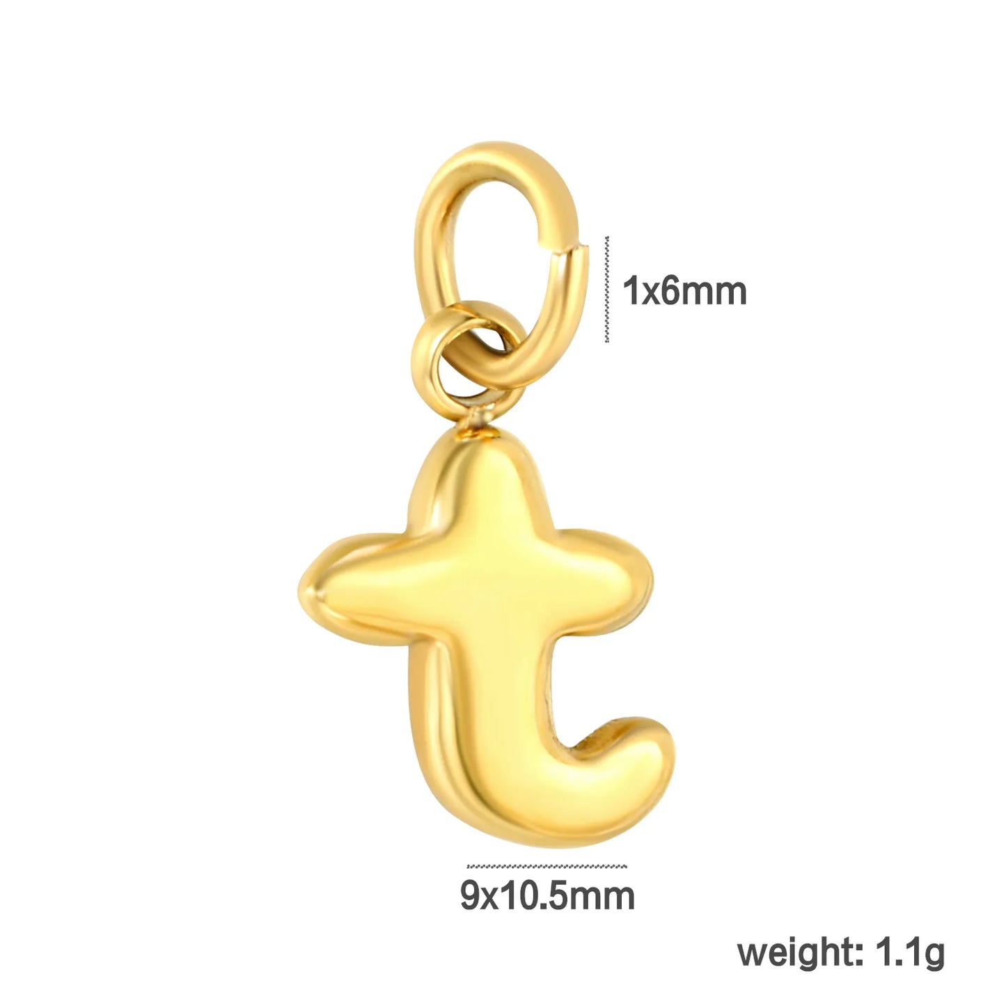 Bubble Bold 26 Alphabet Letter Charms | A-Z Full Set 18K Gold Plated Stainless Steel Pendant Charms for DIY Jewelry Making | Wholesale MOQ 12