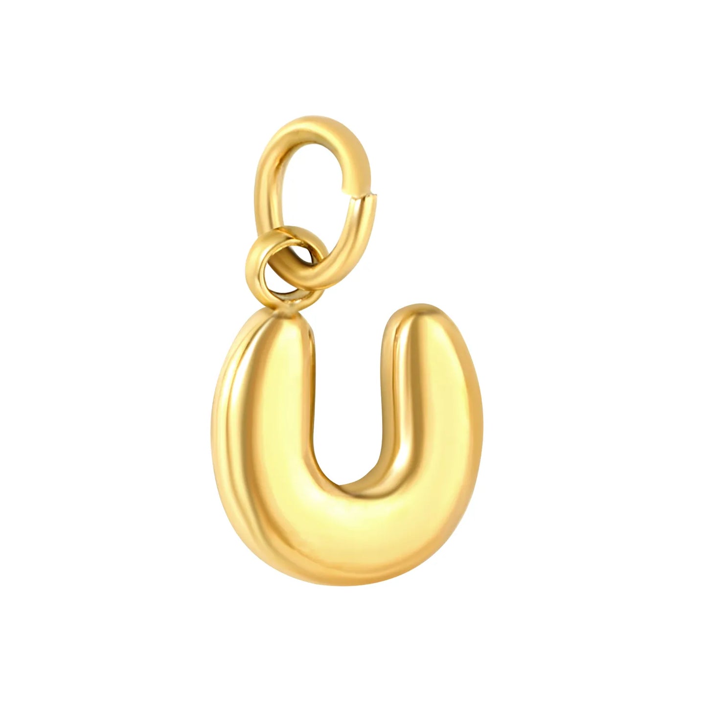 Bubble Bold 26 Alphabet Letter Charms | A-Z Full Set 18K Gold Plated Stainless Steel Pendant Charms for DIY Jewelry Making | Wholesale MOQ 12