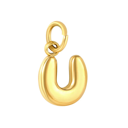 Bubble Bold 26 Alphabet Letter Charms | A-Z Full Set 18K Gold Plated Stainless Steel Pendant Charms for DIY Jewelry Making | Wholesale MOQ 12