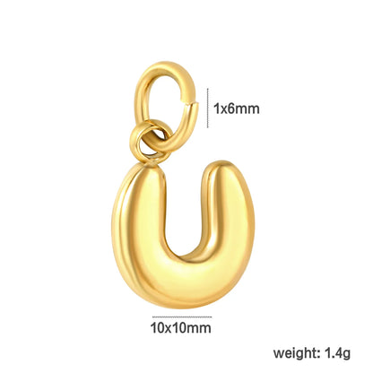 Bubble Bold 26 Alphabet Letter Charms | A-Z Full Set 18K Gold Plated Stainless Steel Pendant Charms for DIY Jewelry Making | Wholesale MOQ 12