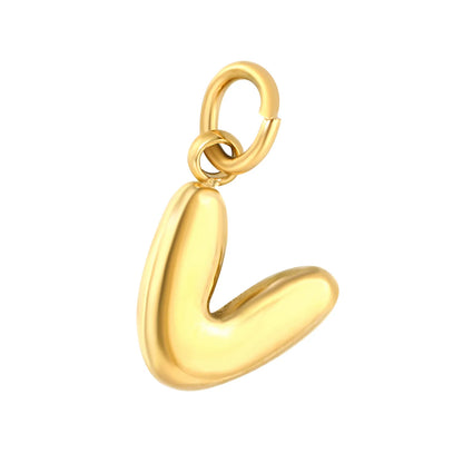 Bubble Bold 26 Alphabet Letter Charms | A-Z Full Set 18K Gold Plated Stainless Steel Pendant Charms for DIY Jewelry Making | Wholesale MOQ 12