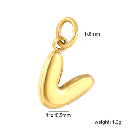 Bubble Bold 26 Alphabet Letter Charms | A-Z Full Set 18K Gold Plated Stainless Steel Pendant Charms for DIY Jewelry Making | Wholesale MOQ 12