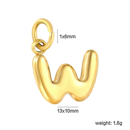 Bubble Bold 26 Alphabet Letter Charms | A-Z Full Set 18K Gold Plated Stainless Steel Pendant Charms for DIY Jewelry Making | Wholesale MOQ 12