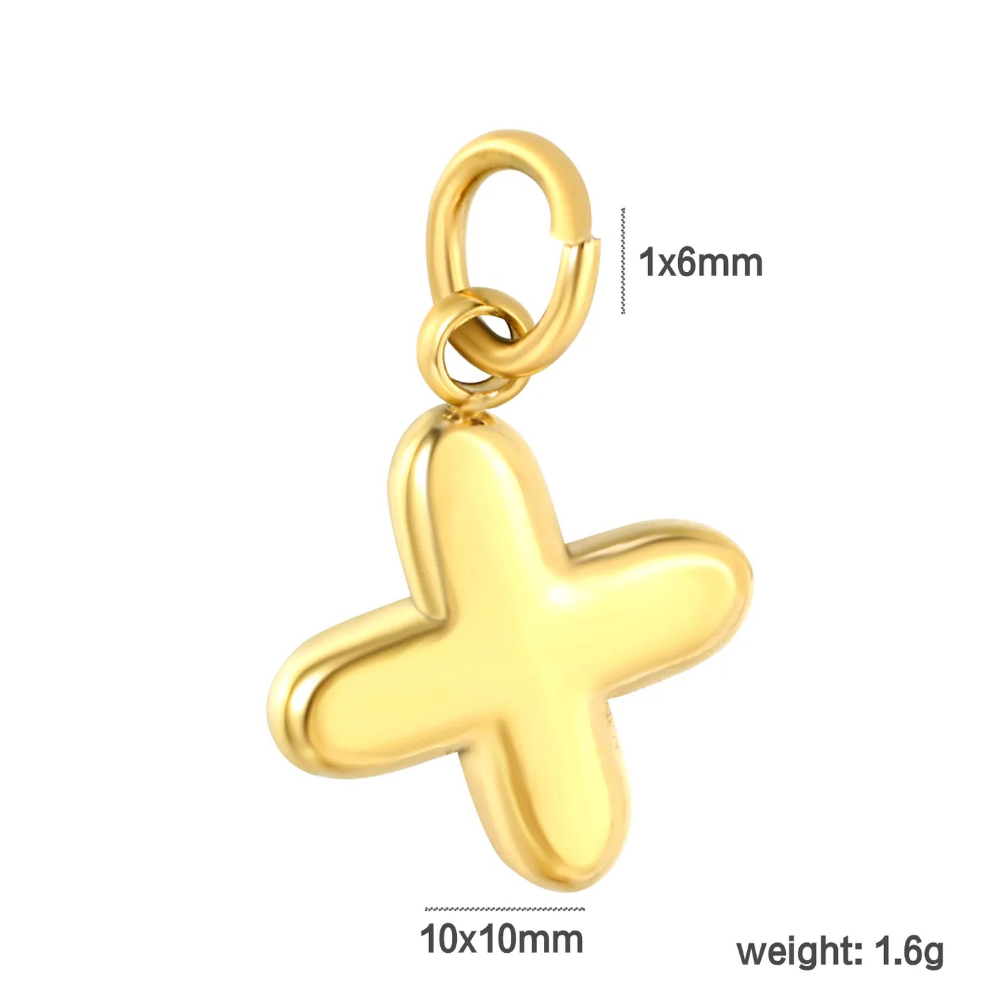 Bubble Bold 26 Alphabet Letter Charms | A-Z Full Set 18K Gold Plated Stainless Steel Pendant Charms for DIY Jewelry Making | Wholesale MOQ 12