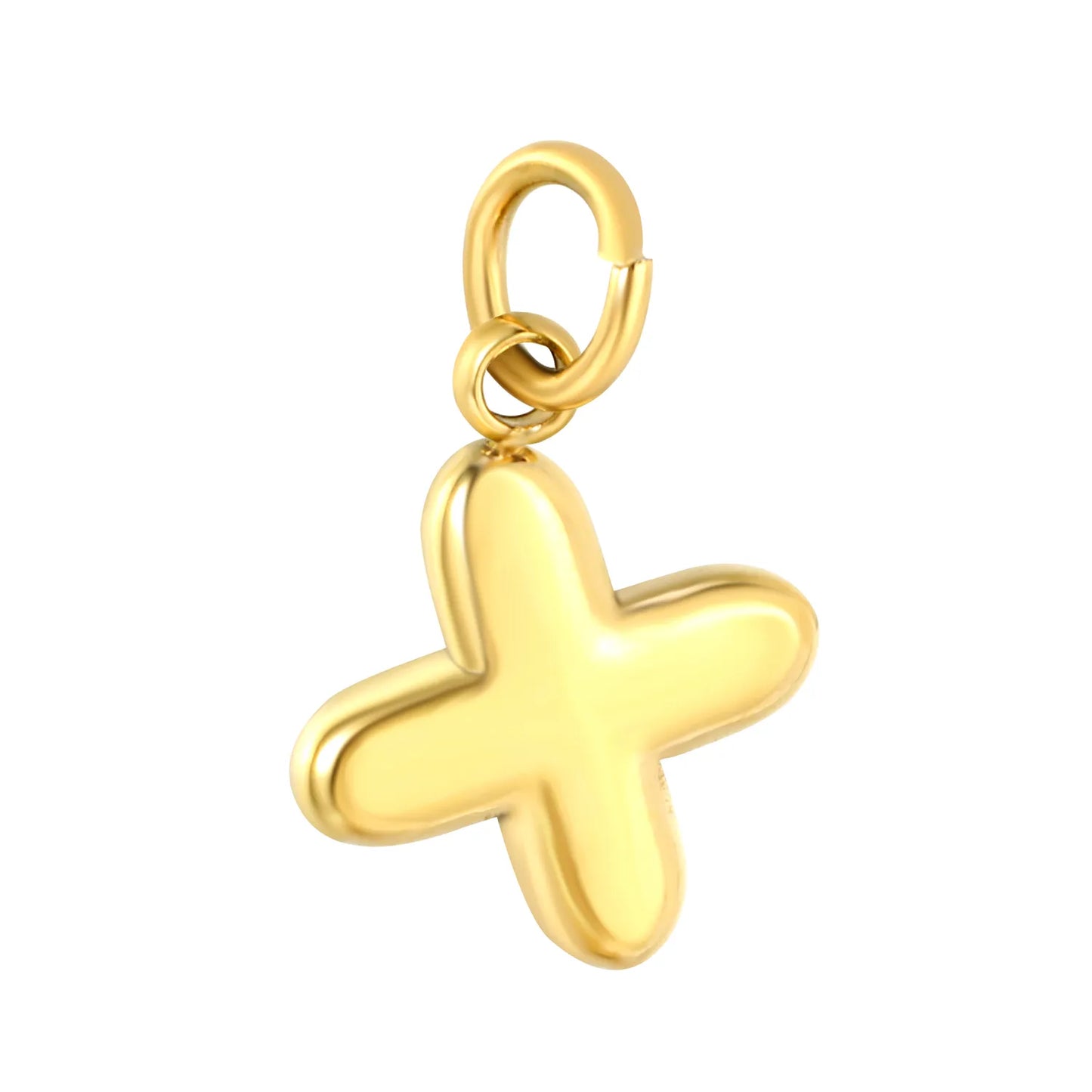 Bubble Bold 26 Alphabet Letter Charms | A-Z Full Set 18K Gold Plated Stainless Steel Pendant Charms for DIY Jewelry Making | Wholesale MOQ 12
