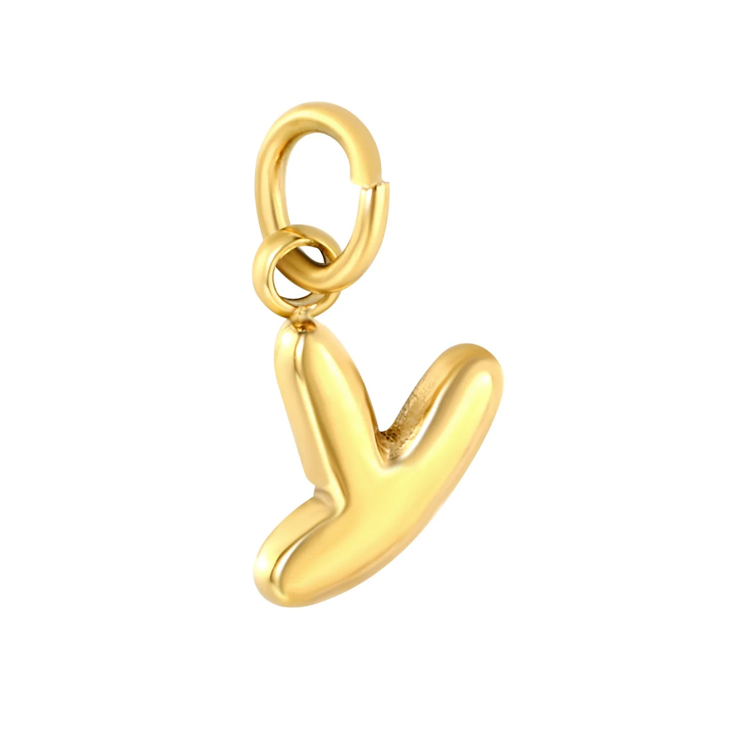 Bubble Bold 26 Alphabet Letter Charms | A-Z Full Set 18K Gold Plated Stainless Steel Pendant Charms for DIY Jewelry Making | Wholesale MOQ 12
