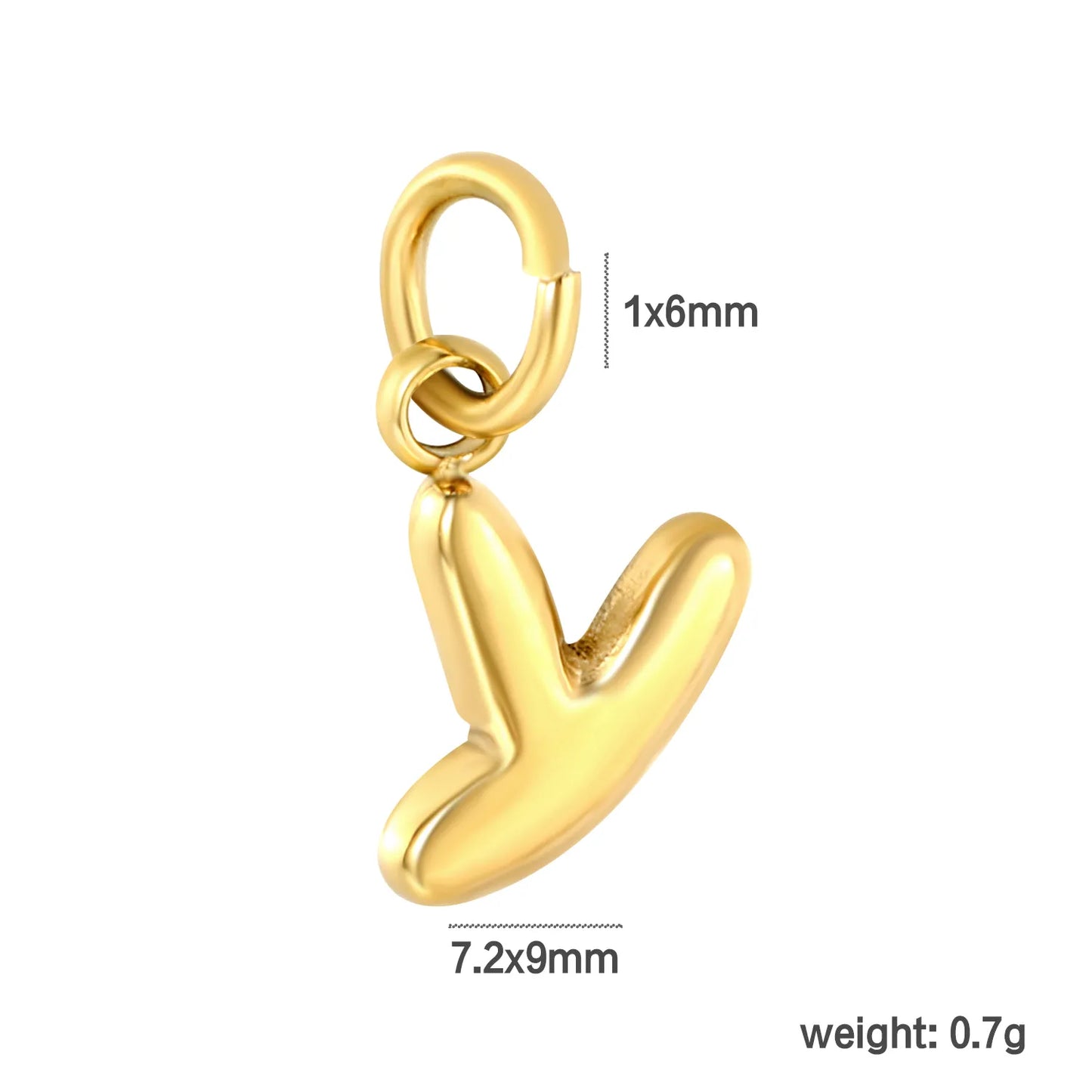Bubble Bold 26 Alphabet Letter Charms | A-Z Full Set 18K Gold Plated Stainless Steel Pendant Charms for DIY Jewelry Making | Wholesale MOQ 12