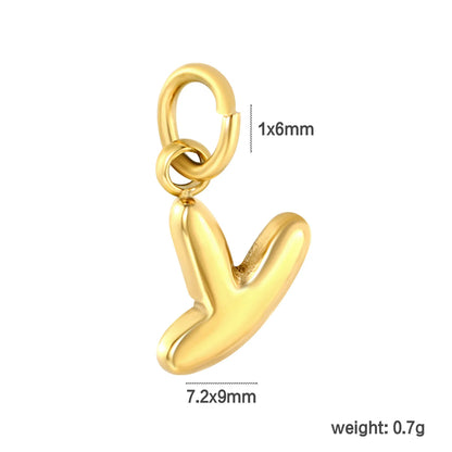 Bubble Bold 26 Alphabet Letter Charms | A-Z Full Set 18K Gold Plated Stainless Steel Pendant Charms for DIY Jewelry Making | Wholesale MOQ 12
