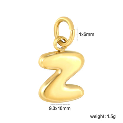 Bubble Bold 26 Alphabet Letter Charms | A-Z Full Set 18K Gold Plated Stainless Steel Pendant Charms for DIY Jewelry Making | Wholesale MOQ 12