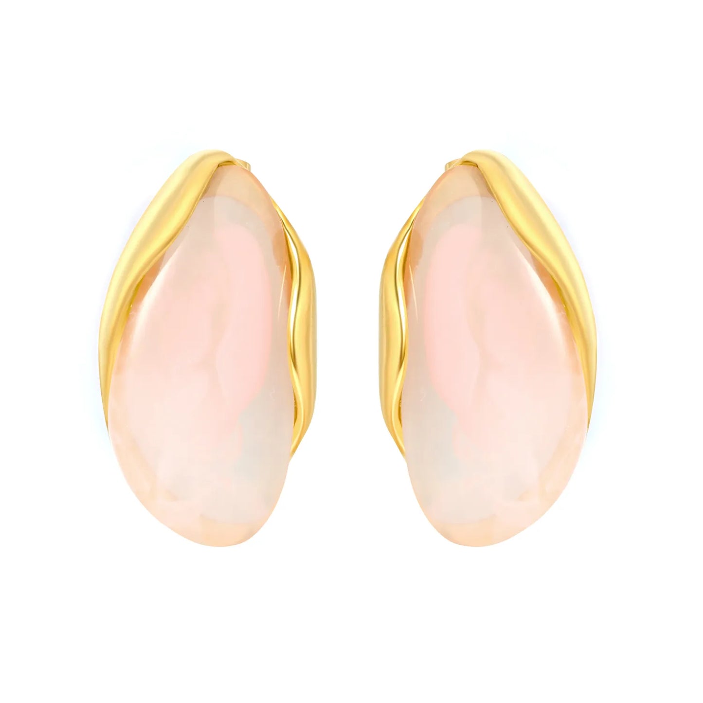 3 Colors Irregular Oval Resin Earrings | 20×37mm | 18K Gold Plated Stainless Steel Statement Earrings | Wholesale MOQ 12