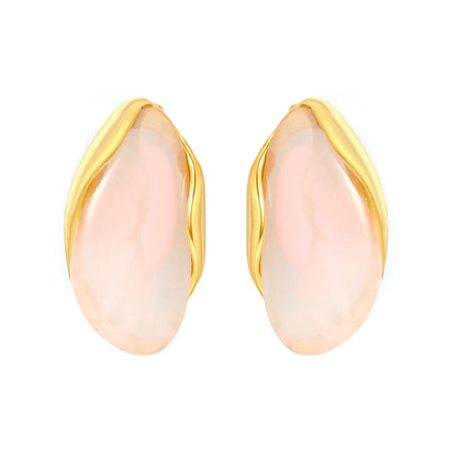 3 Colors Irregular Oval Resin Earrings | 20×37mm | 18K Gold Plated Stainless Steel Statement Earrings | Wholesale MOQ 12