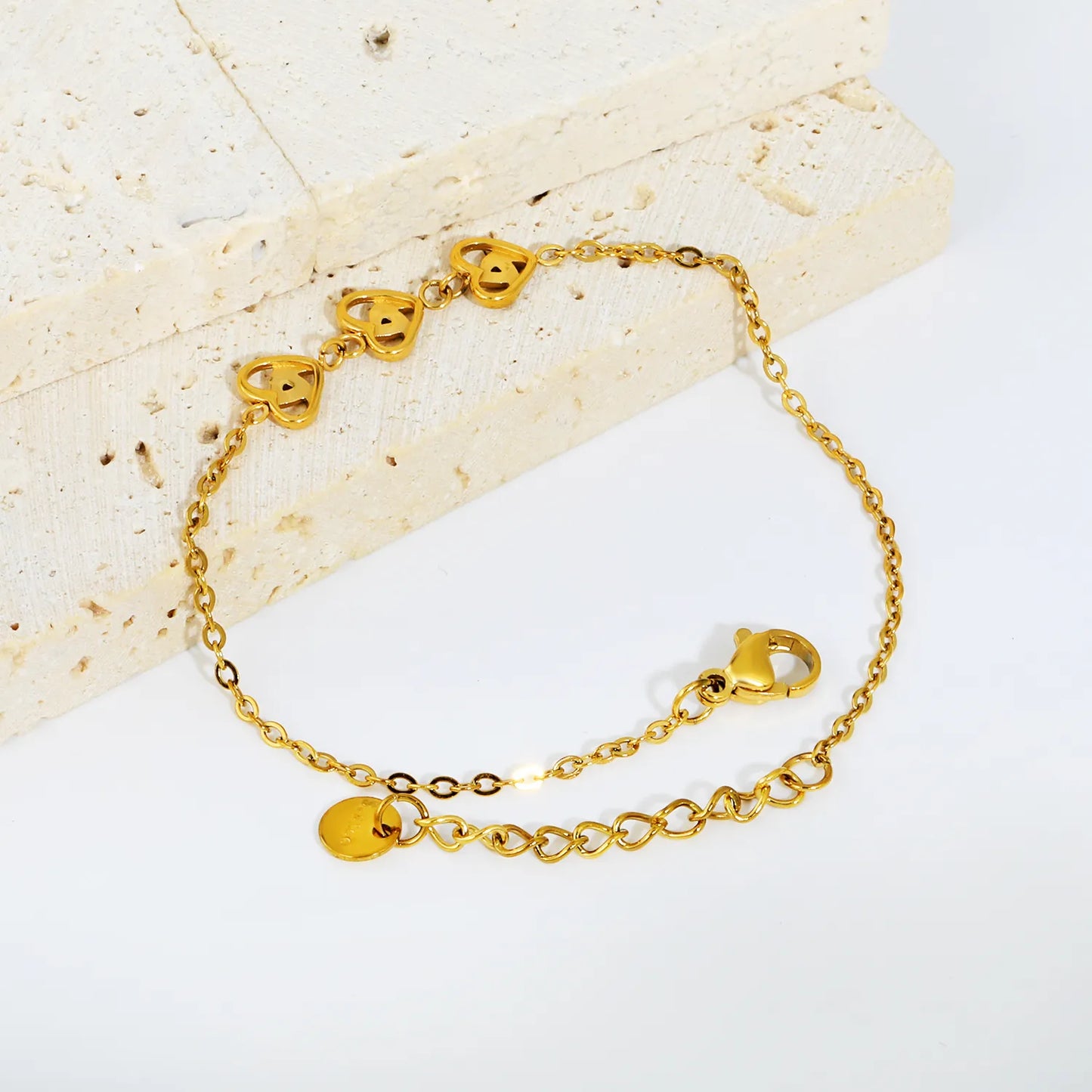 Triple Celtic Love Knot Adjustable Extension Chain Bracelet | 17+3cm Custom Fit Length | 18K Gold Plated Hypoallergenic Stainless Steel Dainty Wrist Chain Bulk Order For Jewelry Wholesalers