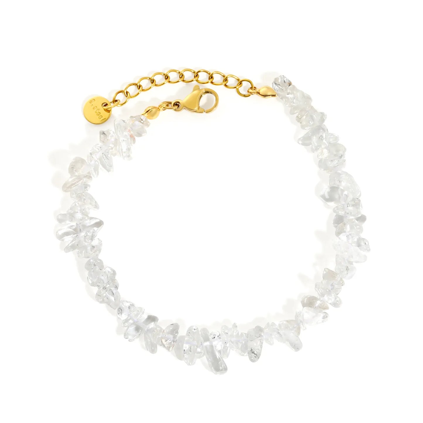 5 Styles Natural Tumbled Crystal Chip Adjustable Bracelet | 5-9mm Irregular Gemstone Gravel Beads | 18K Gold Plated Hypoallergenic Stainless Steel