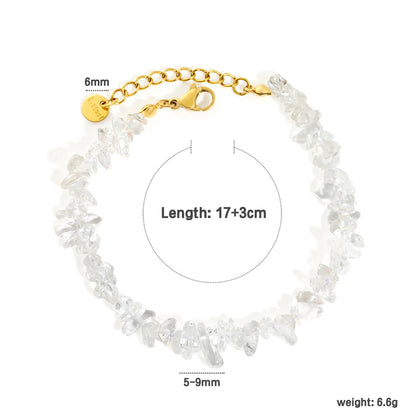 5 Styles Natural Tumbled Crystal Chip Adjustable Bracelet | 5-9mm Irregular Gemstone Gravel Beads | 18K Gold Plated Hypoallergenic Stainless Steel