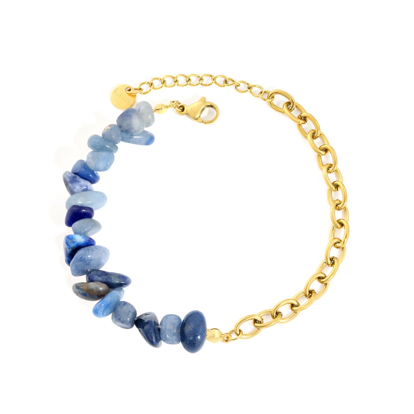 Natural Crystal Crushed Stone Paperclip Link Adjustable Bracelet | Irregular Gemstone Chips | 17+3cm | Amethyst Blue Sodalite Rose Quartz