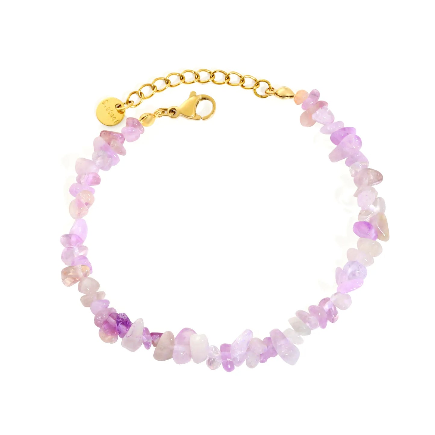 5 Styles Natural Tumbled Crystal Chip Adjustable Bracelet | 5-9mm Irregular Gemstone Gravel Beads | 18K Gold Plated Hypoallergenic Stainless Steel