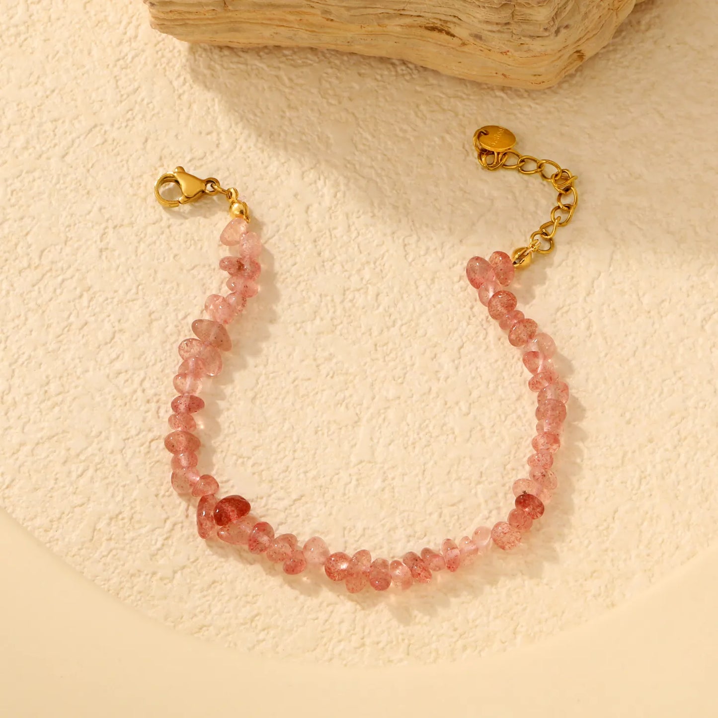 5 Styles Natural Tumbled Crystal Chip Adjustable Bracelet | 5-9mm Irregular Gemstone Gravel Beads | 18K Gold Plated Hypoallergenic Stainless Steel