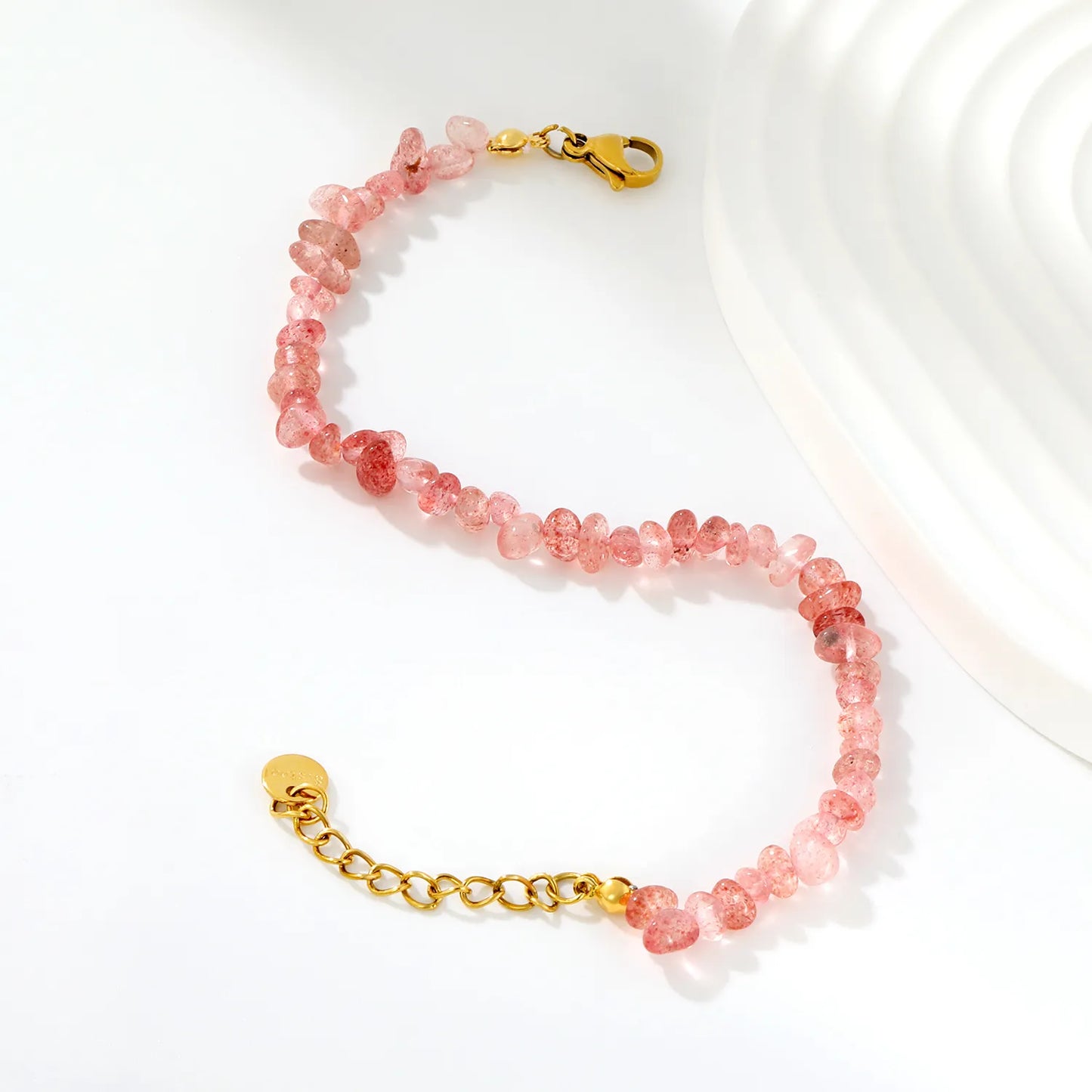 5 Styles Natural Tumbled Crystal Chip Adjustable Bracelet | 5-9mm Irregular Gemstone Gravel Beads | 18K Gold Plated Hypoallergenic Stainless Steel