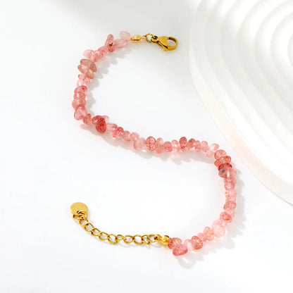 5 Styles Natural Tumbled Crystal Chip Adjustable Bracelet | 5-9mm Irregular Gemstone Gravel Beads | 18K Gold Plated Hypoallergenic Stainless Steel