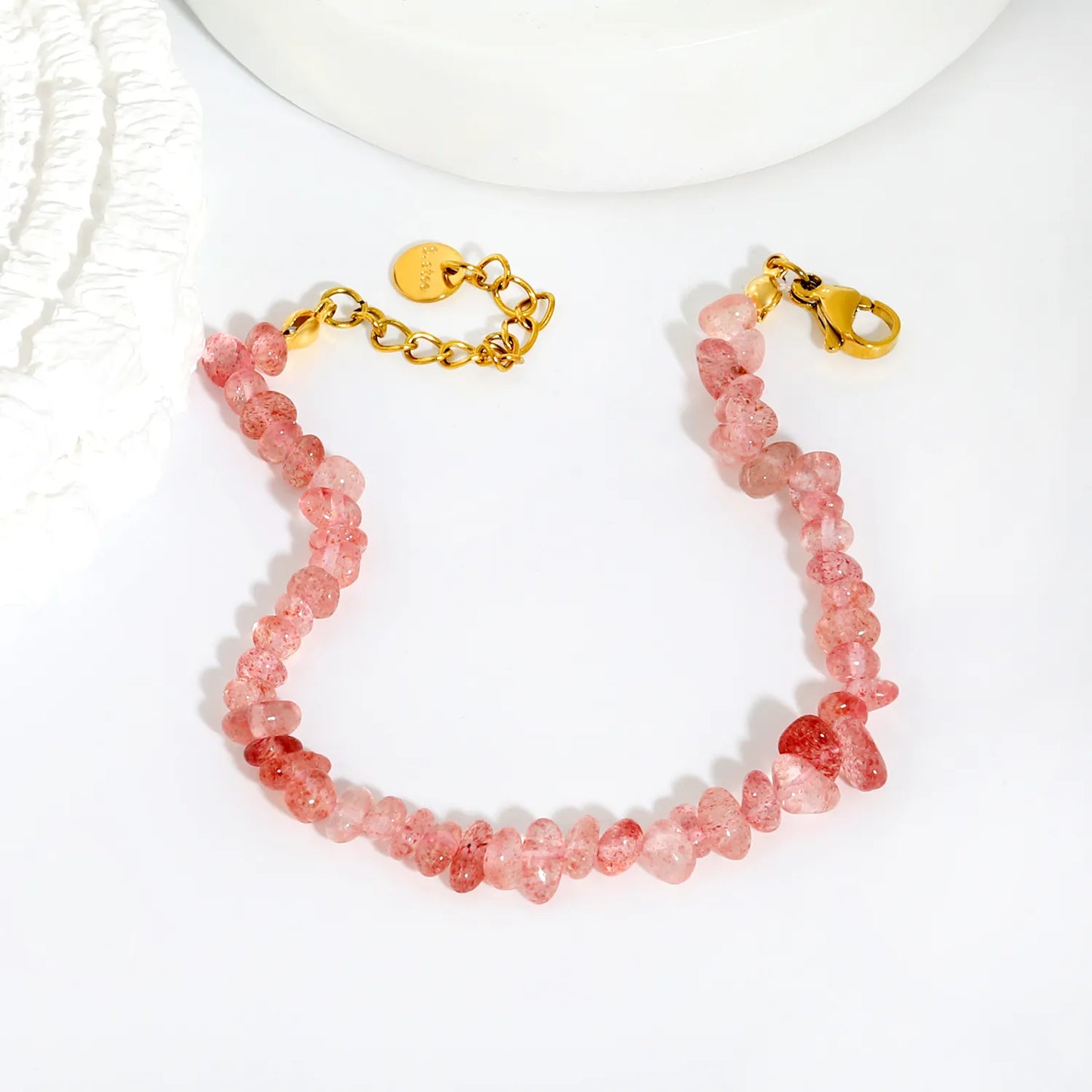5 Styles Natural Tumbled Crystal Chip Adjustable Bracelet | 5-9mm Irregular Gemstone Gravel Beads | 18K Gold Plated Hypoallergenic Stainless Steel