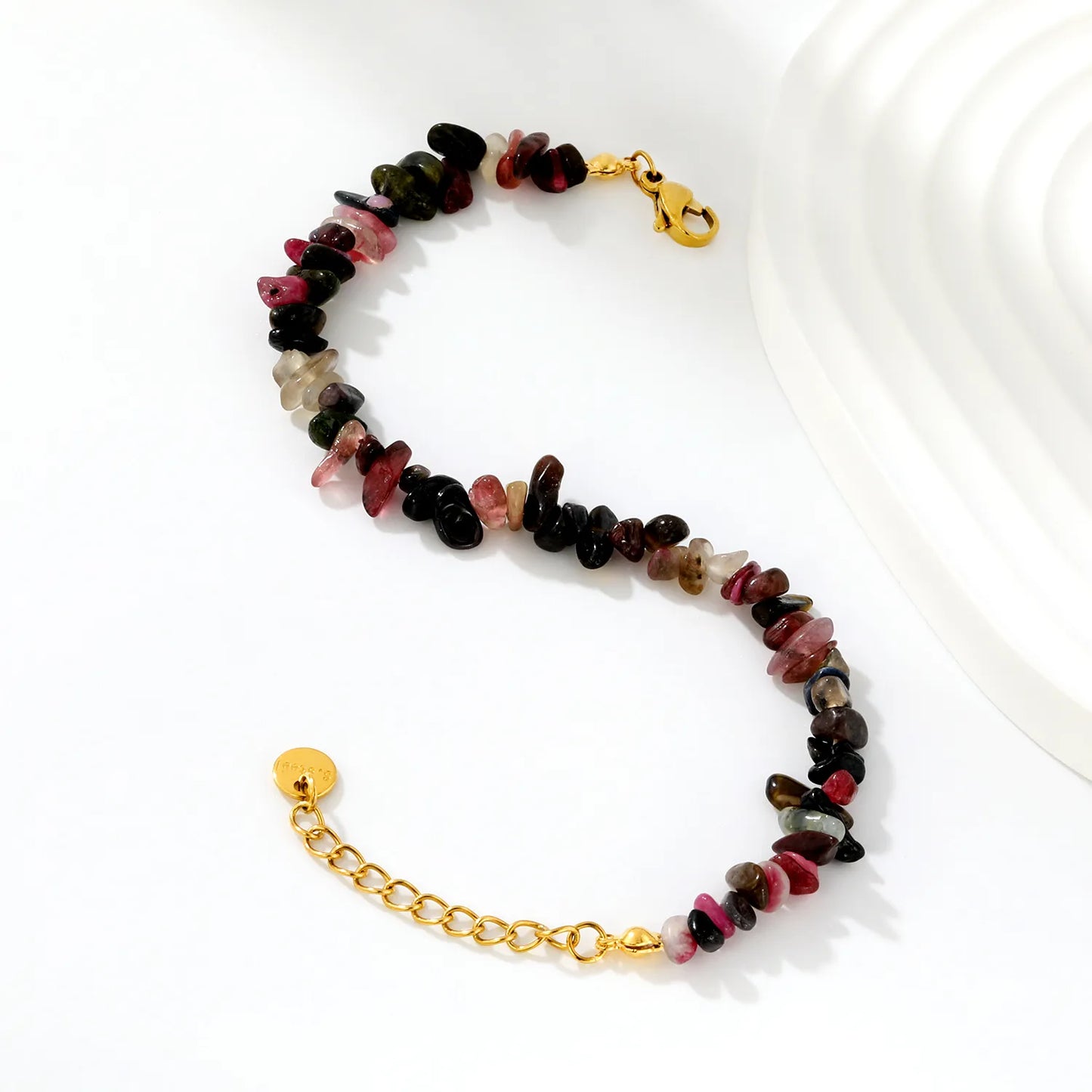 5 Styles Natural Tumbled Crystal Chip Adjustable Bracelet | 5-9mm Irregular Gemstone Gravel Beads | 18K Gold Plated Hypoallergenic Stainless Steel
