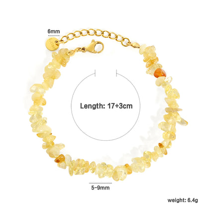 5 Styles Natural Tumbled Crystal Chip Adjustable Bracelet | 5-9mm Irregular Gemstone Gravel Beads | 18K Gold Plated Hypoallergenic Stainless Steel