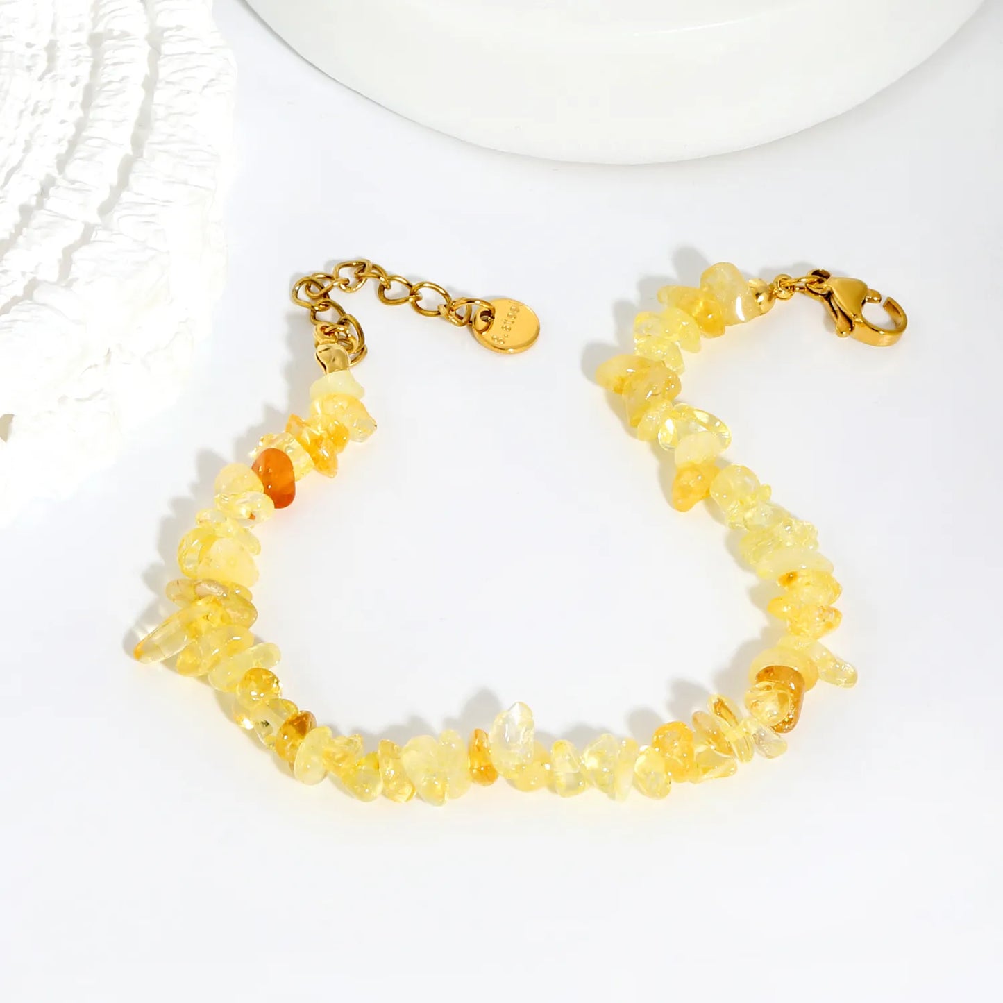 5 Styles Natural Tumbled Crystal Chip Adjustable Bracelet | 5-9mm Irregular Gemstone Gravel Beads | 18K Gold Plated Hypoallergenic Stainless Steel