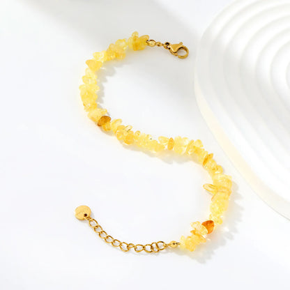 5 Styles Natural Tumbled Crystal Chip Adjustable Bracelet | 5-9mm Irregular Gemstone Gravel Beads | 18K Gold Plated Hypoallergenic Stainless Steel
