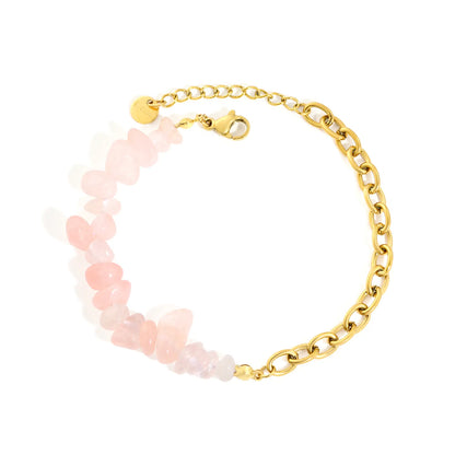 Natural Crystal Crushed Stone Paperclip Link Adjustable Bracelet | Irregular Gemstone Chips | 17+3cm | Amethyst Blue Sodalite Rose Quartz