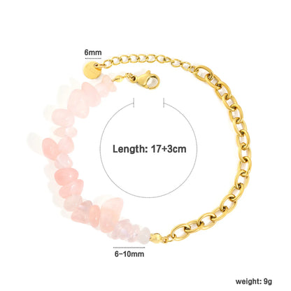 Natural Crystal Crushed Stone Paperclip Link Adjustable Bracelet | Irregular Gemstone Chips | 17+3cm | Amethyst Blue Sodalite Rose Quartz