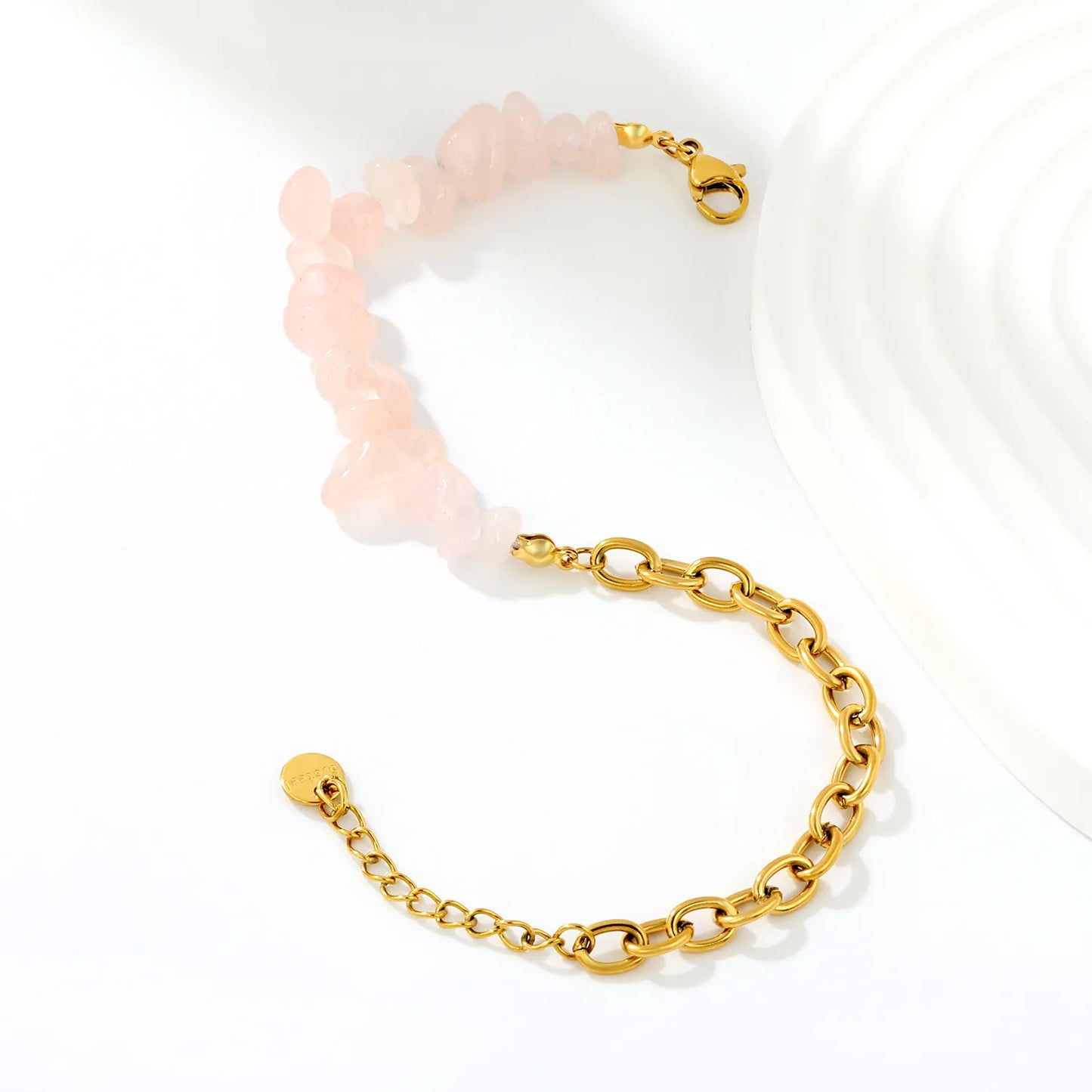 Natural Crystal Crushed Stone Paperclip Link Adjustable Bracelet | Irregular Gemstone Chips | 17+3cm | Amethyst Blue Sodalite Rose Quartz
