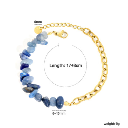 Natural Crystal Crushed Stone Paperclip Link Adjustable Bracelet | Irregular Gemstone Chips | 17+3cm | Amethyst Blue Sodalite Rose Quartz