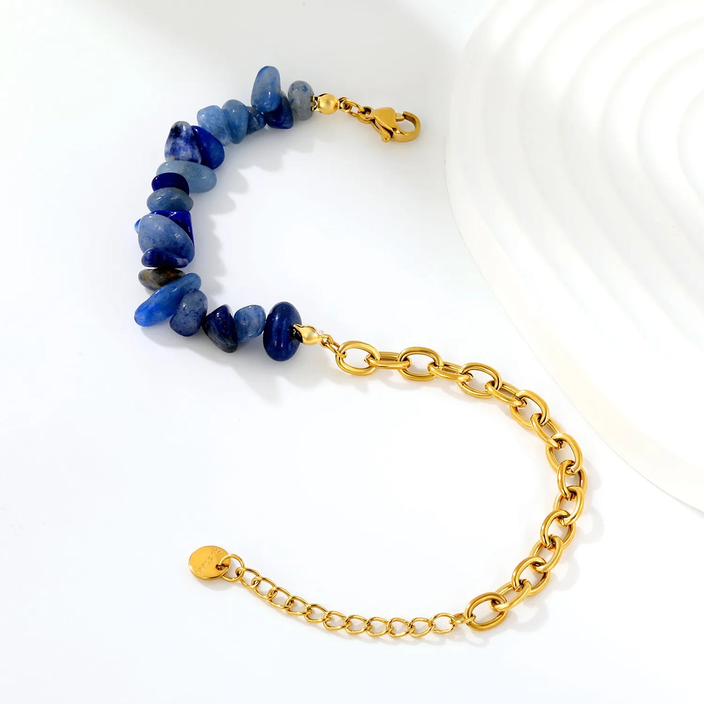 Natural Crystal Crushed Stone Paperclip Link Adjustable Bracelet | Irregular Gemstone Chips | 17+3cm | Amethyst Blue Sodalite Rose Quartz