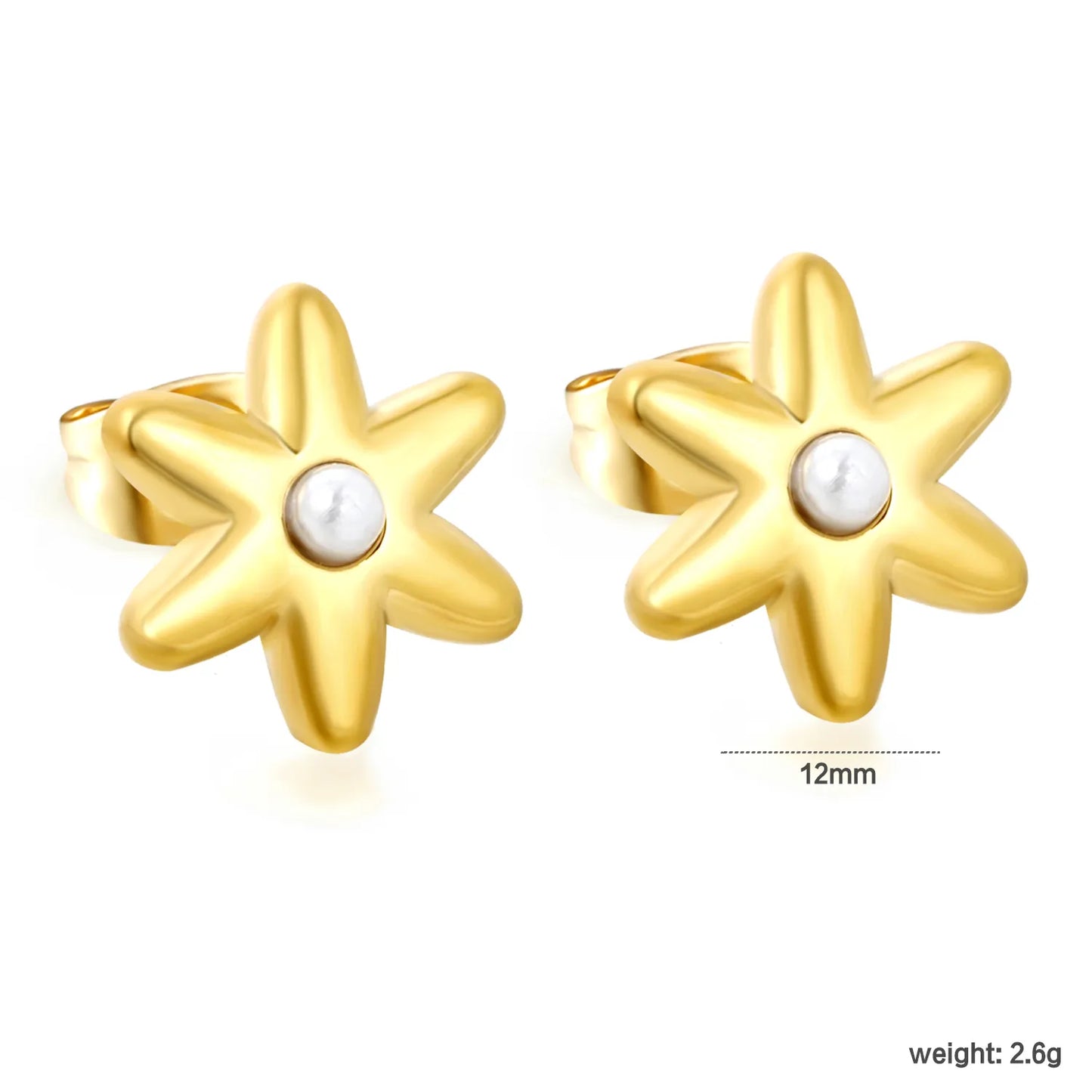 Puffy Six-Petal Flower Pearl Huggie Earrings | Gold & Silver | Solid Floral Pearl Snap Hoops | Wholesale MOQ 12