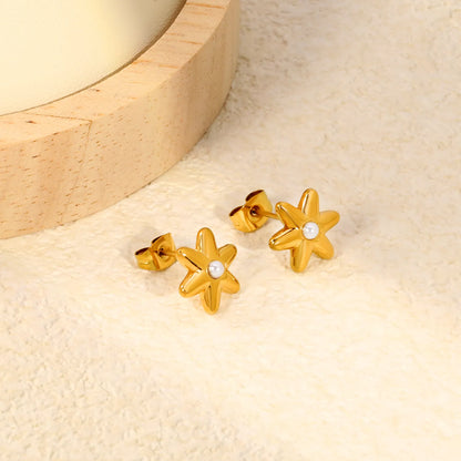 Puffy Six-Petal Flower Pearl Huggie Earrings | Gold & Silver | Solid Floral Pearl Snap Hoops | Wholesale MOQ 12