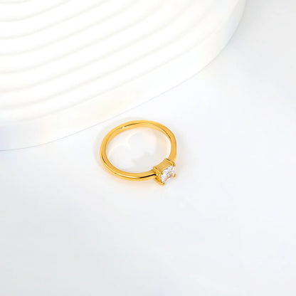 Twisted Split Band Paved CZ Gold Ring | 6mm Width | 18K Gold Plated Stainless Steel Stackable Ring | Sizes 8 |  Wholesale MOQ 12
